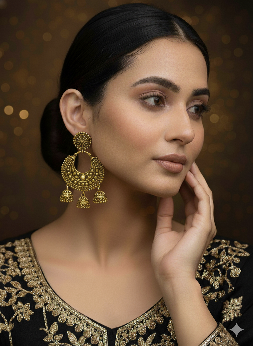 SHYAMZAN Gold Crescent Moon Earrings Gold Women Jewelry Gift Elegant  Design SYZ00019