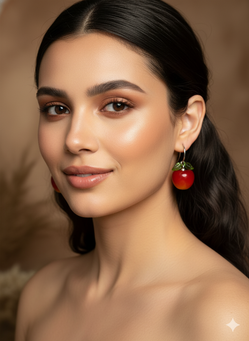 SHYAMZAN Jewellery Oxidised Silver Drop Earrings Orange Bead Women Casual Festive Unique Accent SYZ00008