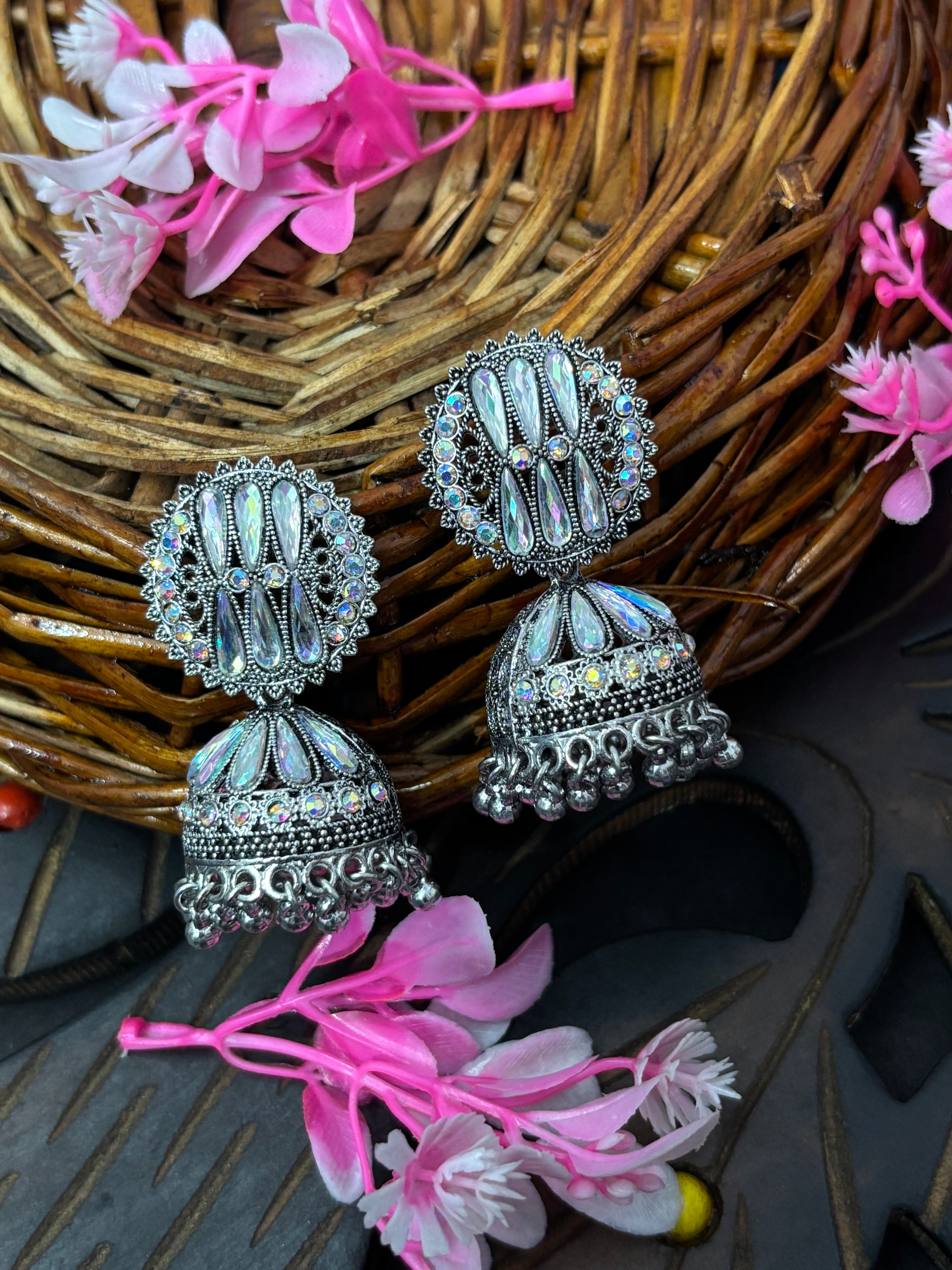 Shyamzan Oxidized Silver Jhumka Earrings – for Women & Girls | Ethnic Party & Festive Jewelry SYZ00001