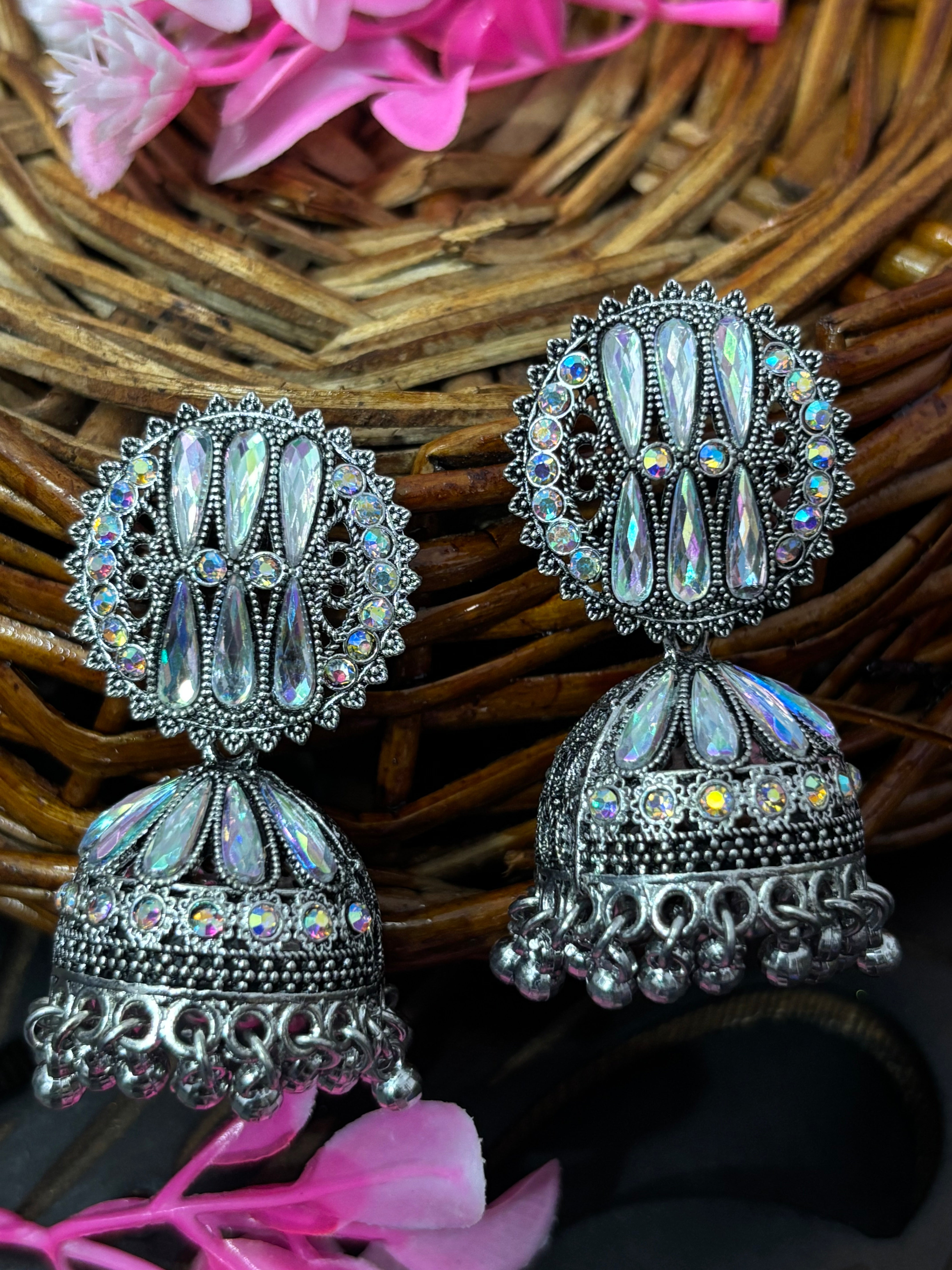 Shyamzan Oxidized Silver Jhumka Earrings – for Women & Girls | Ethnic Party & Festive Jewelry SYZ00001