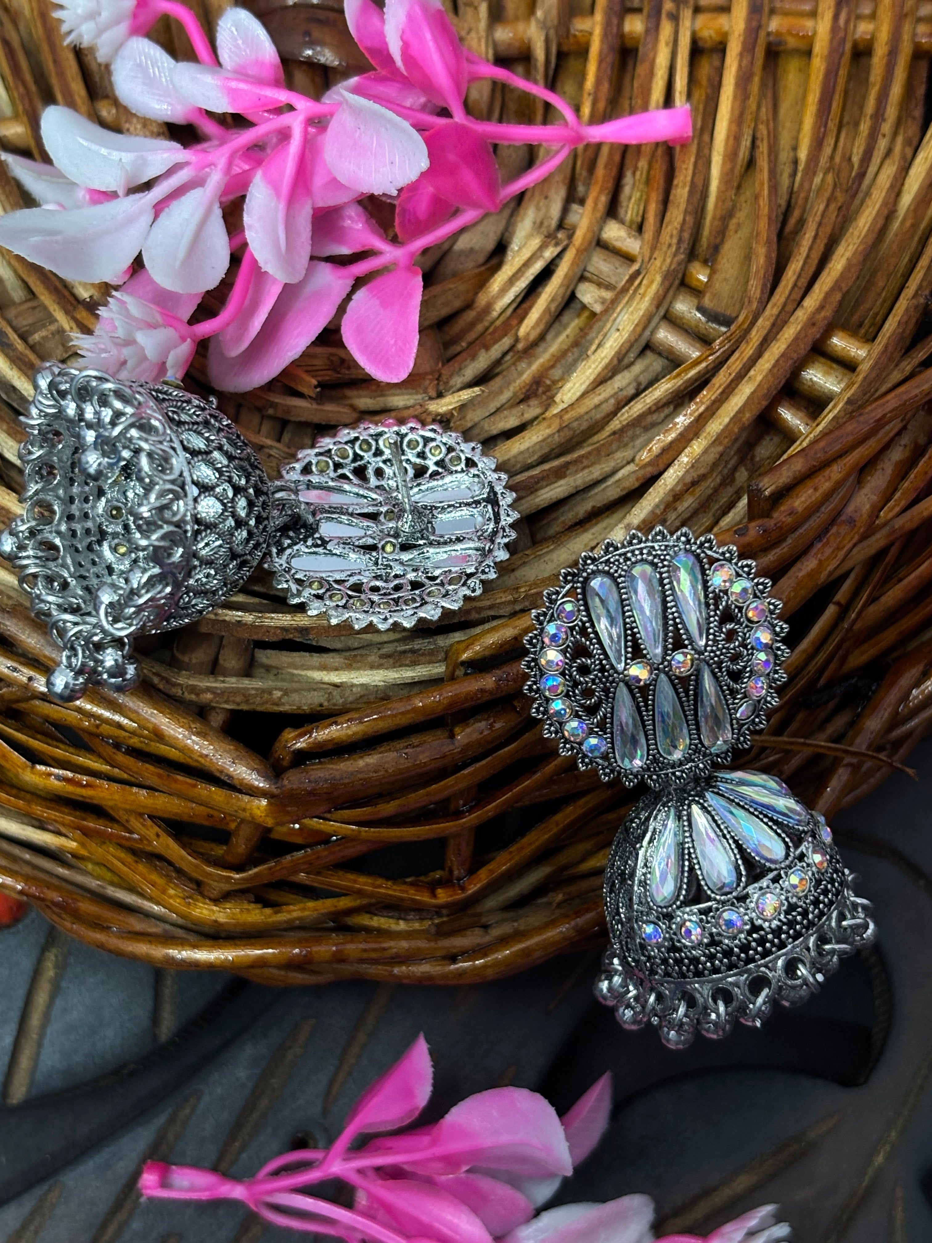 Shyamzan Oxidized Silver Jhumka Earrings – for Women & Girls | Ethnic Party & Festive Jewelry SYZ00001