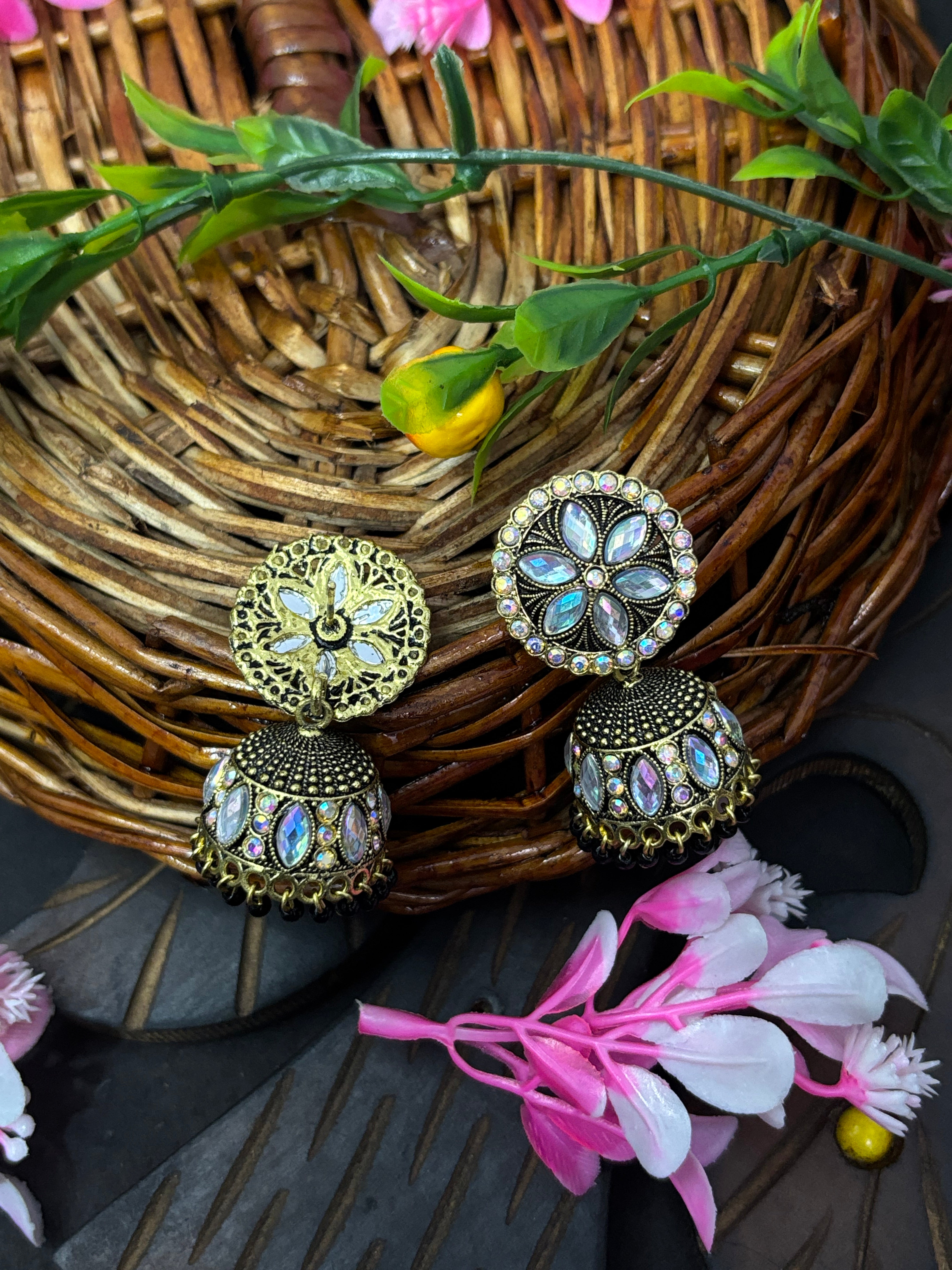 Shyamzan Oxidized Silver Jhumka Earrings – Antique for Women & Girls | Ethnic Party & Wedding Jewelry SYZ00002