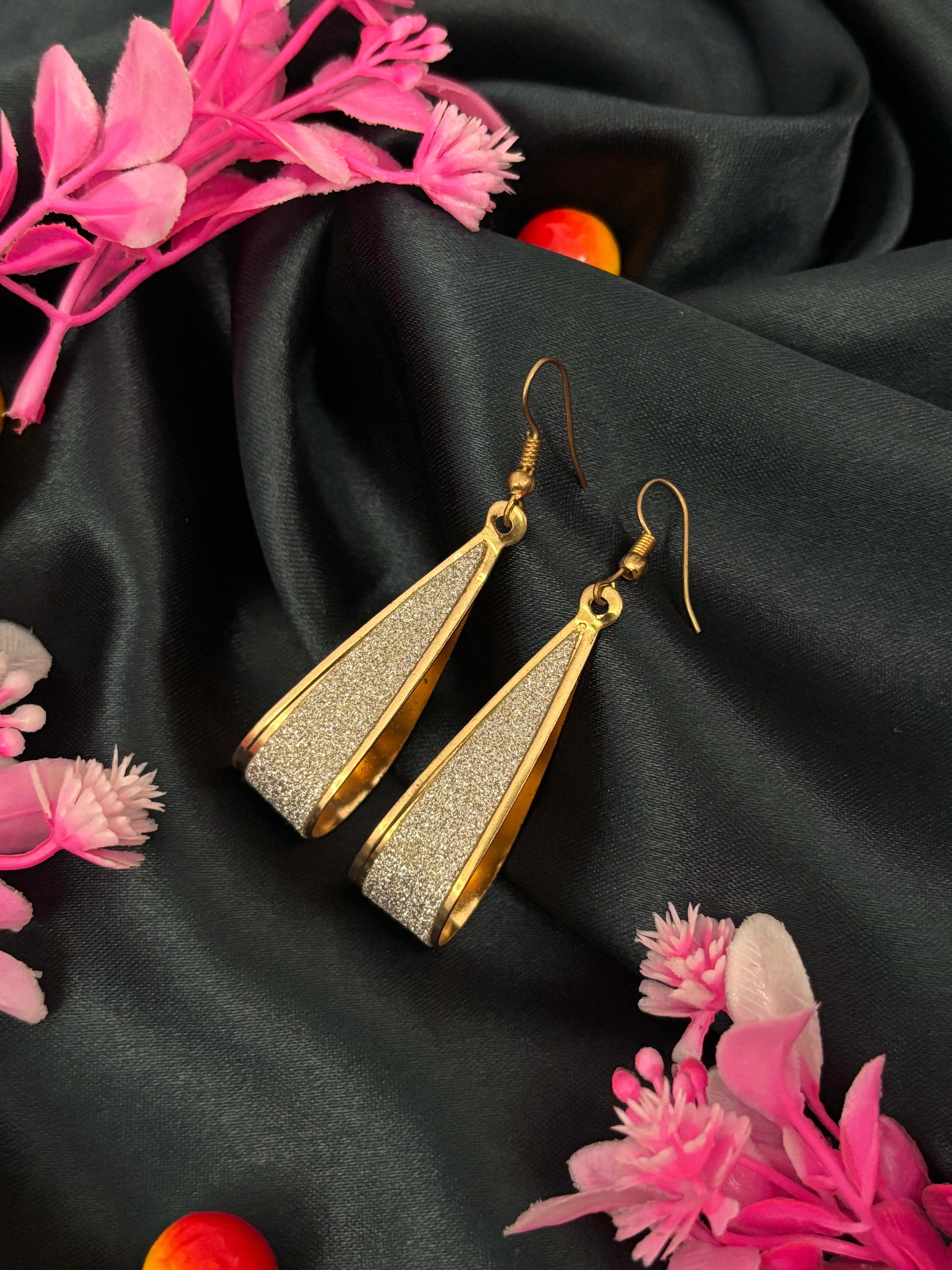 SHYAMZAN Artificial Jewellery Gold Finish Drop Earrings Glittering Silver Women Casual Festive Elegant Design SYZ00003