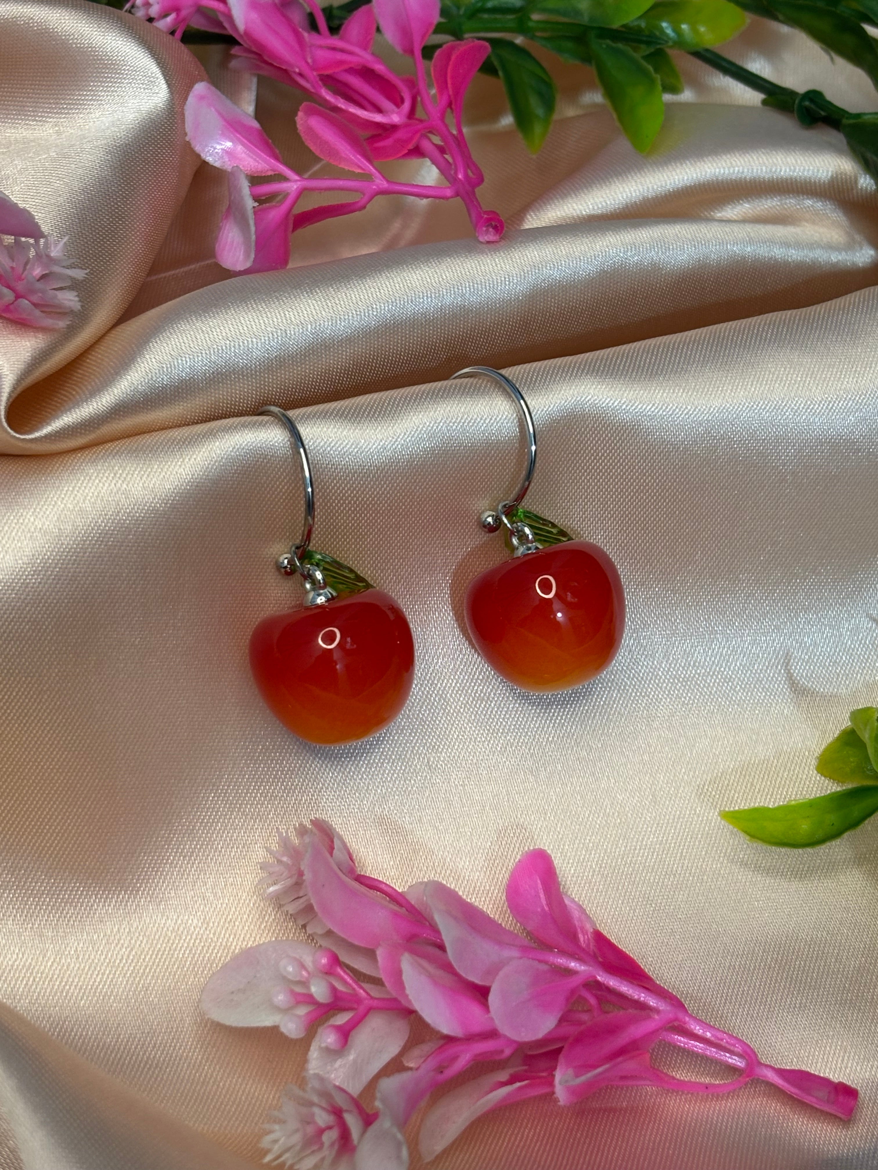 SHYAMZAN Jewellery Oxidised Silver Drop Earrings Orange Bead Women Casual Festive Unique Accent SYZ00008