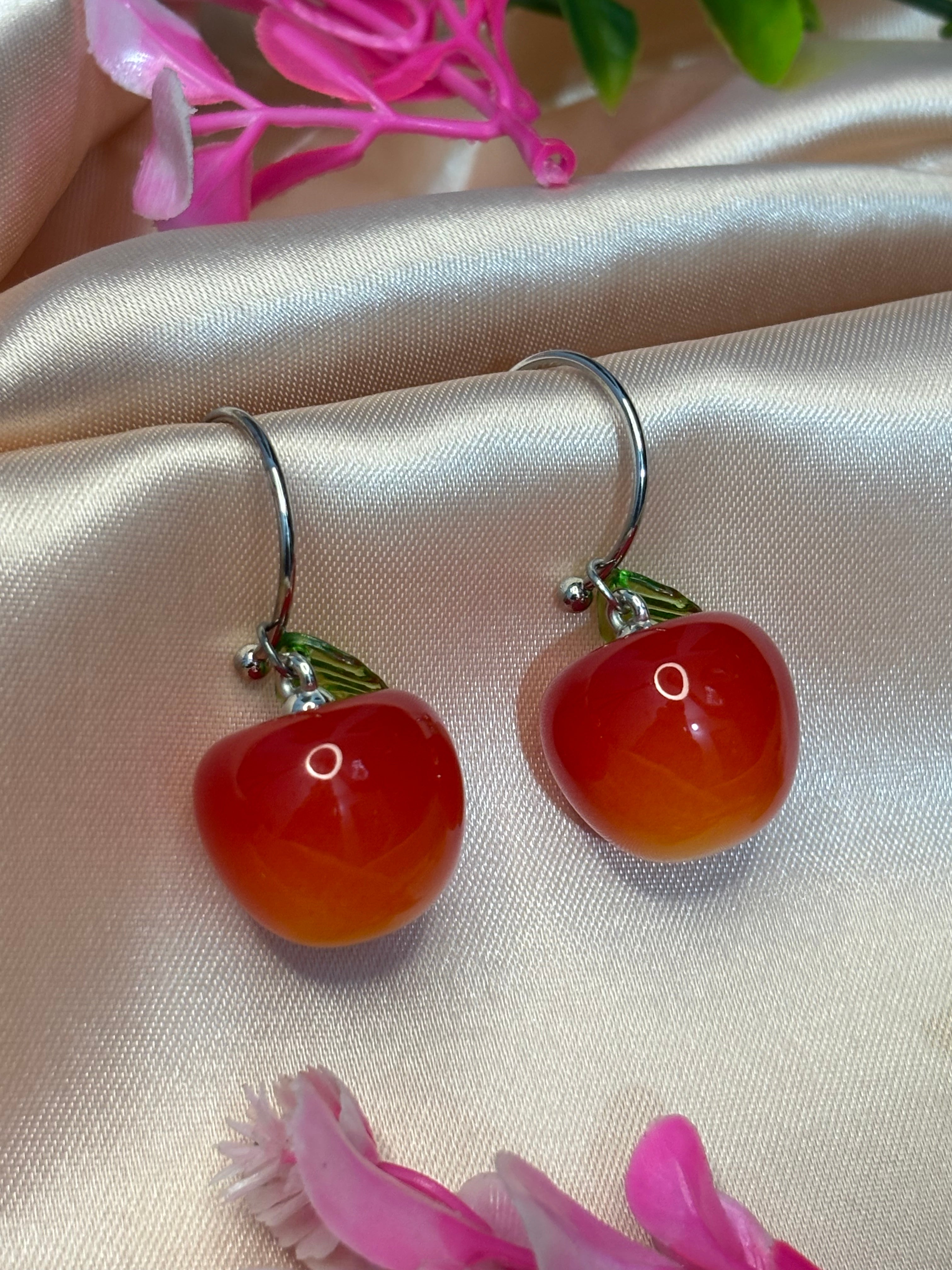 SHYAMZAN Jewellery Oxidised Silver Drop Earrings Orange Bead Women Casual Festive Unique Accent SYZ00008