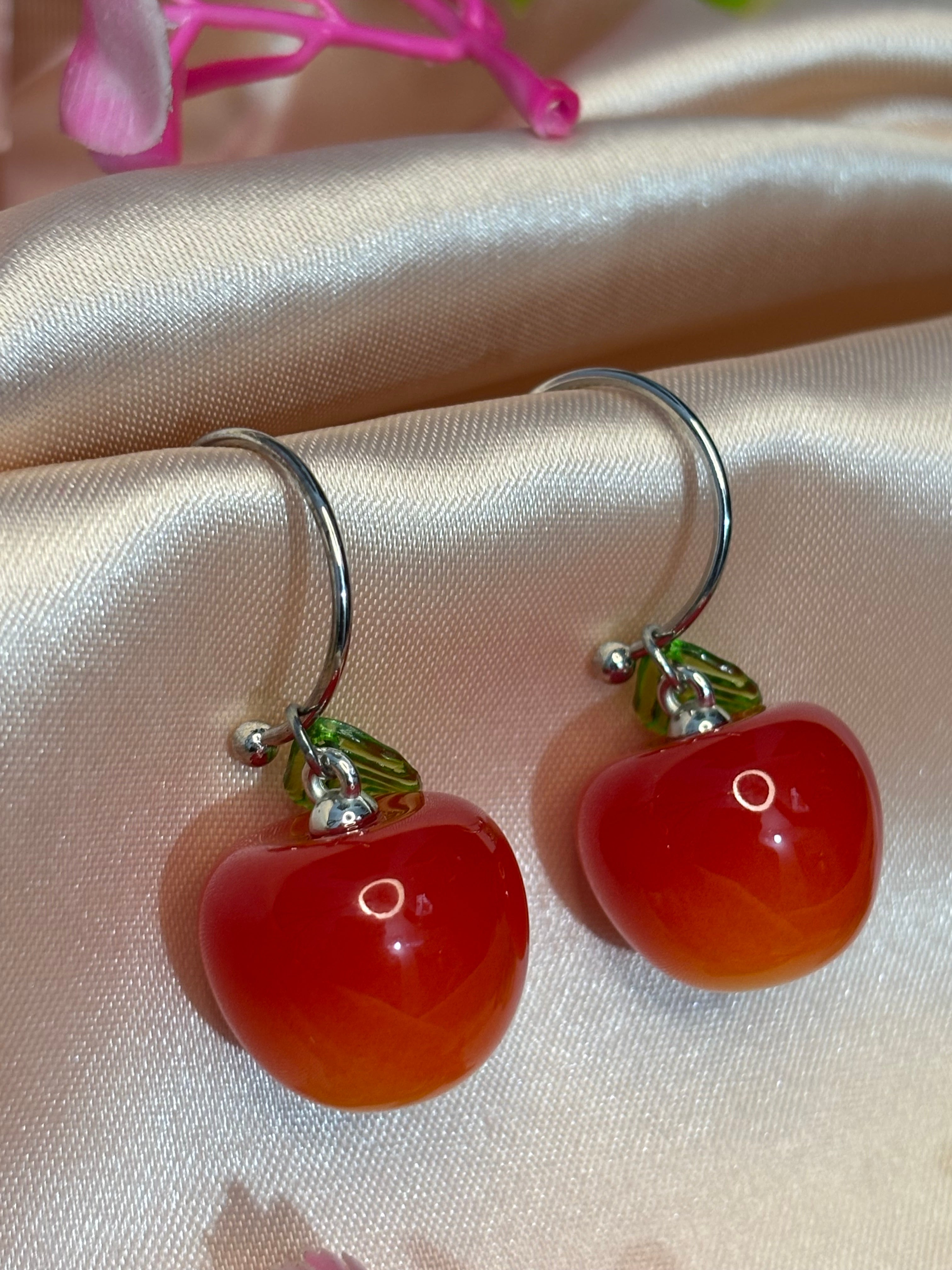 SHYAMZAN Jewellery Oxidised Silver Drop Earrings Orange Bead Women Casual Festive Unique Accent SYZ00008