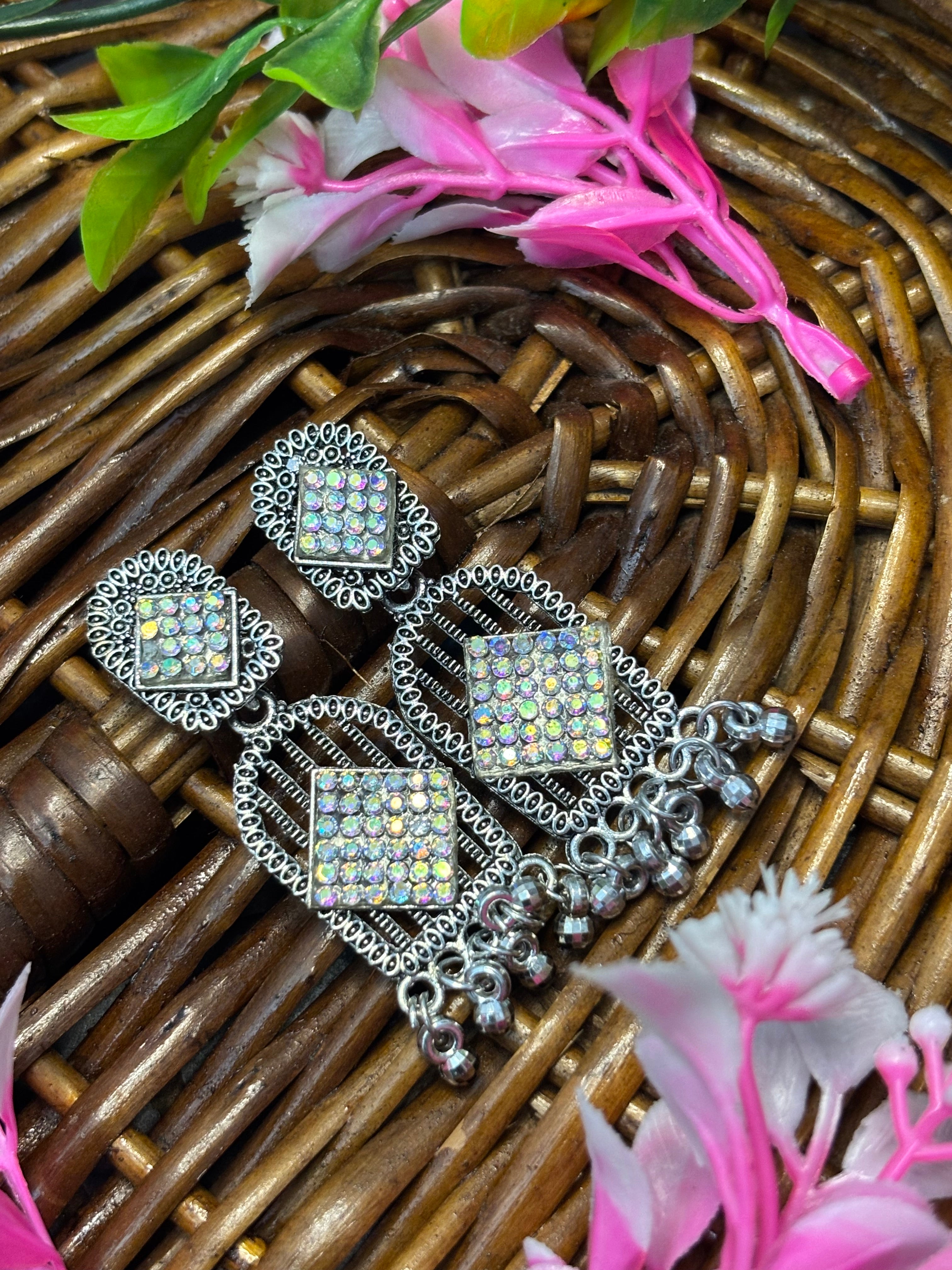 SHYAMZAN Jewellery Oxidised Silver Jhumka Earrings silver Bead Women Ethnic Festive Design SYZ00011