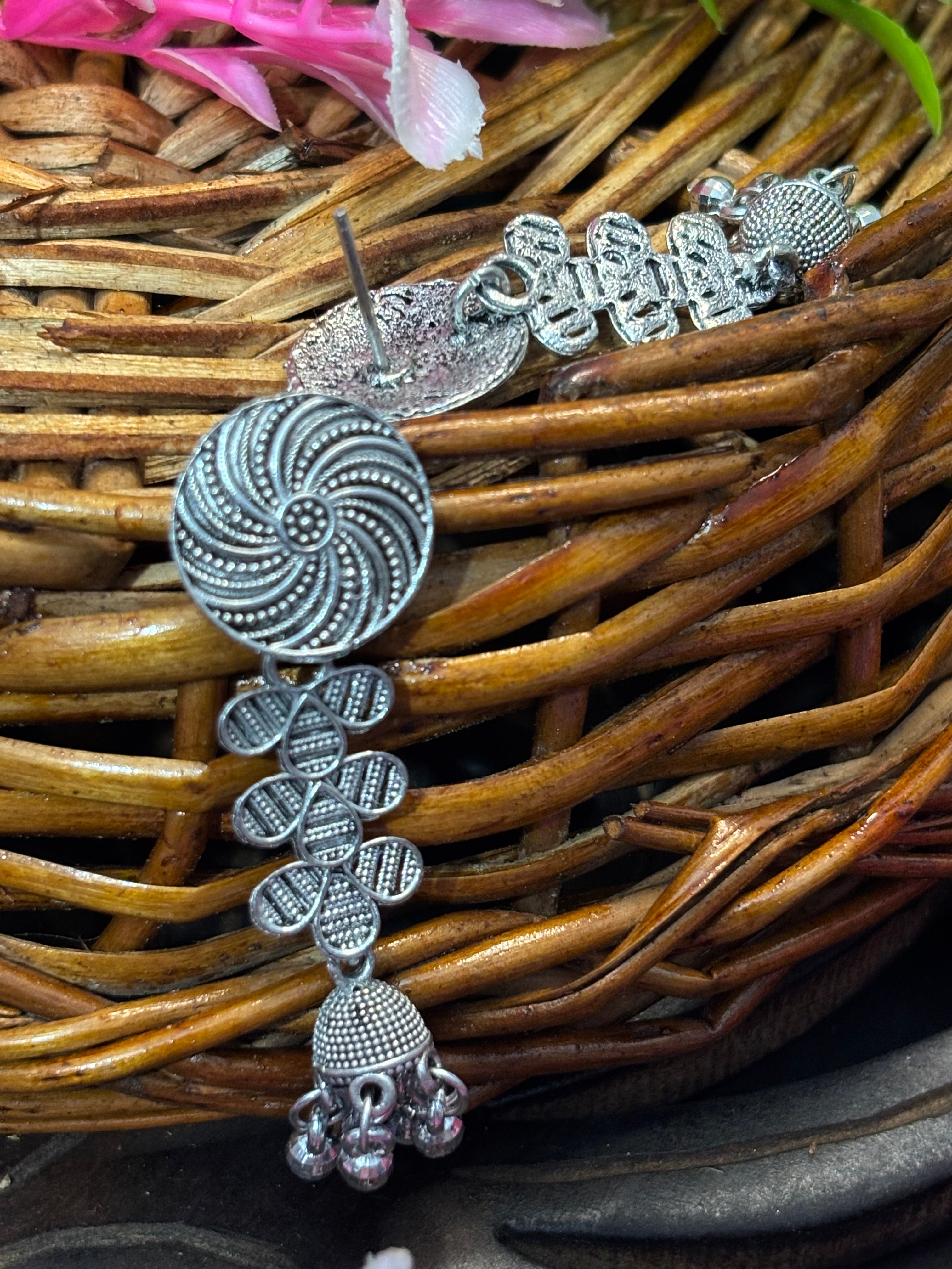 SHYAMZAN Silver Oxidized Floral Earrings Grey Women Jewelry Gift Unique  Design SYZ00015