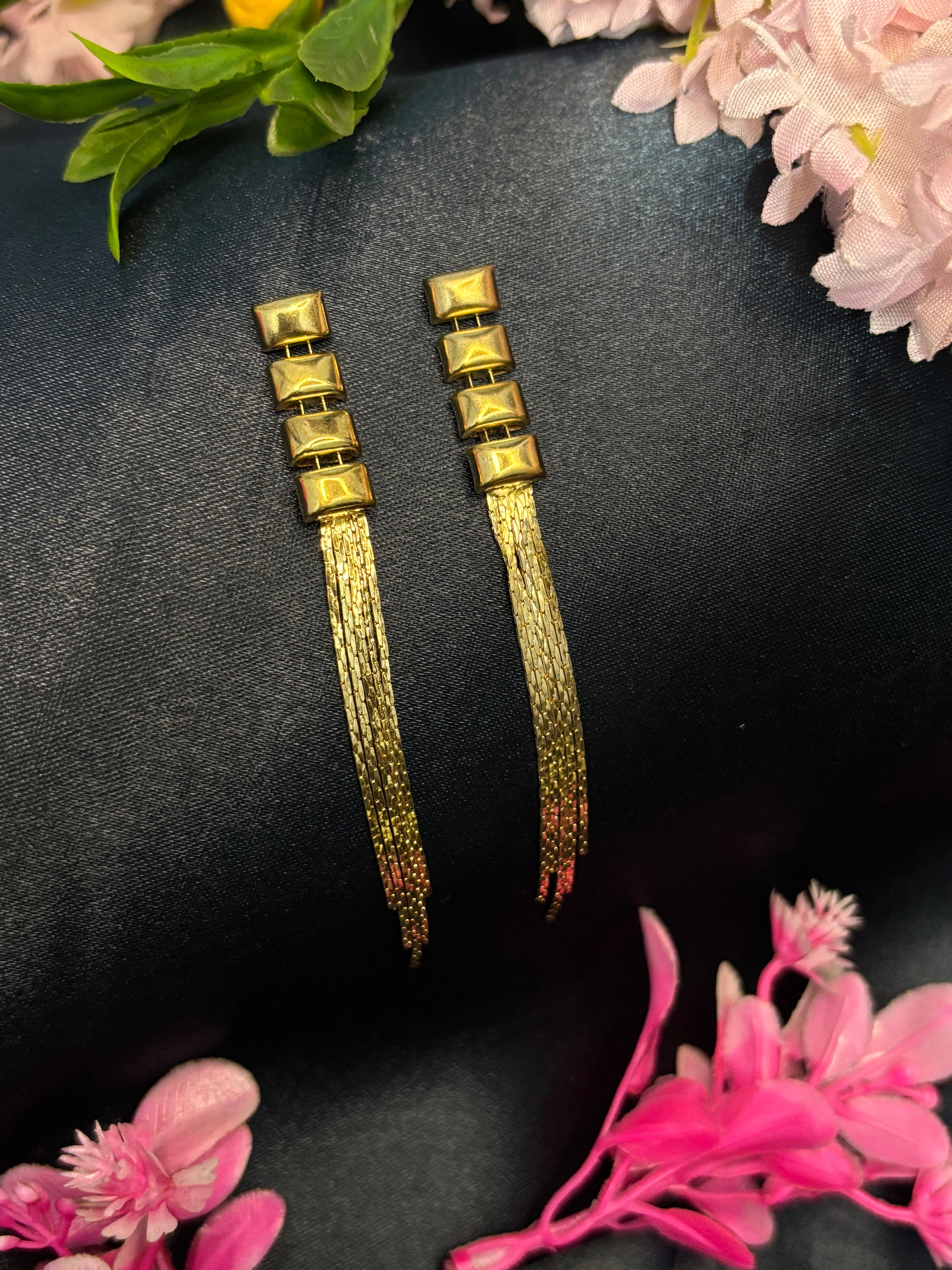 SHYAMZAN Gold Thread Tassel Earrings Gold Women Jewelry Gift Elegant  Design SYZ00016
