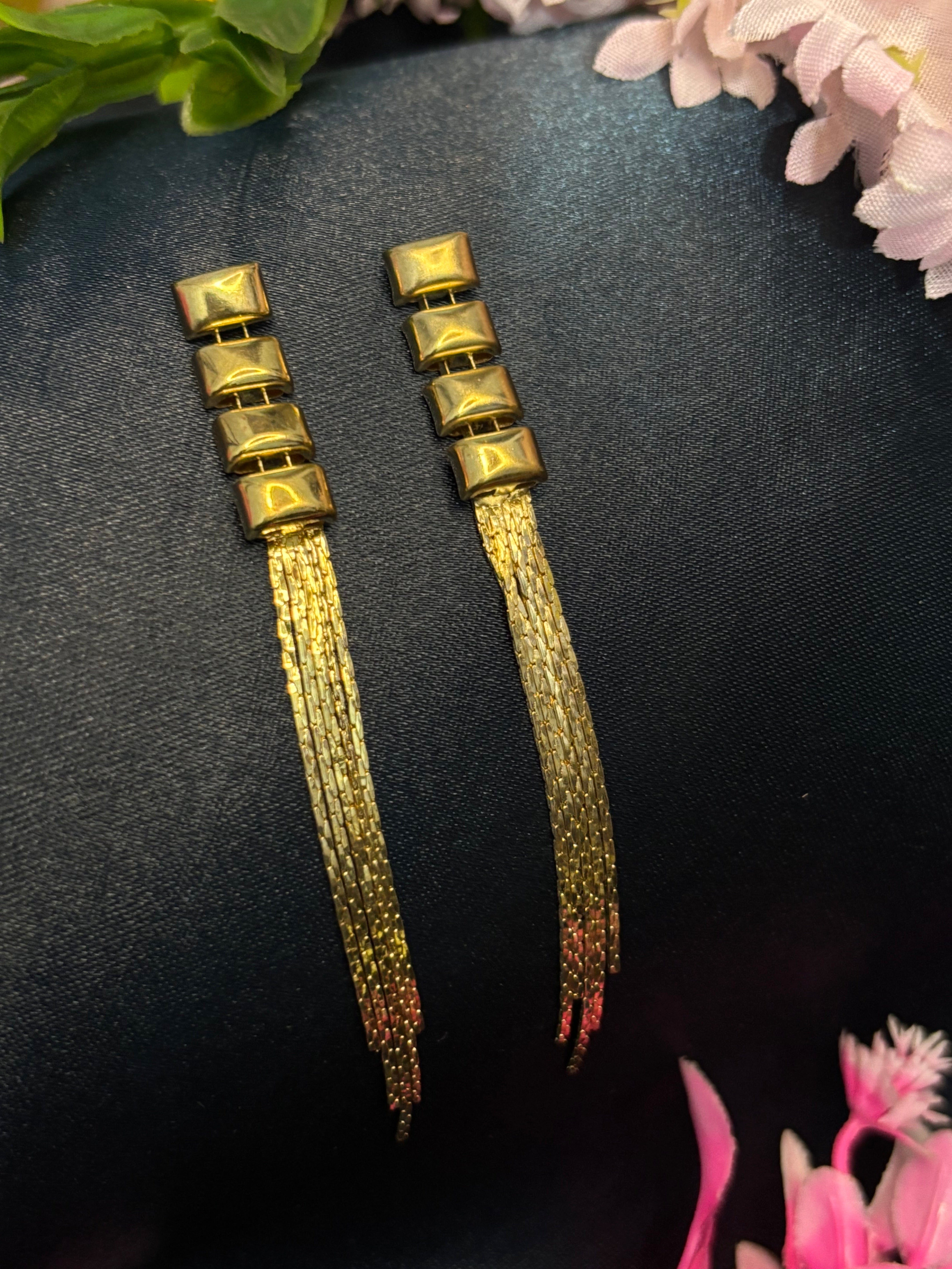 SHYAMZAN Gold Thread Tassel Earrings Gold Women Jewelry Gift Elegant  Design SYZ00016