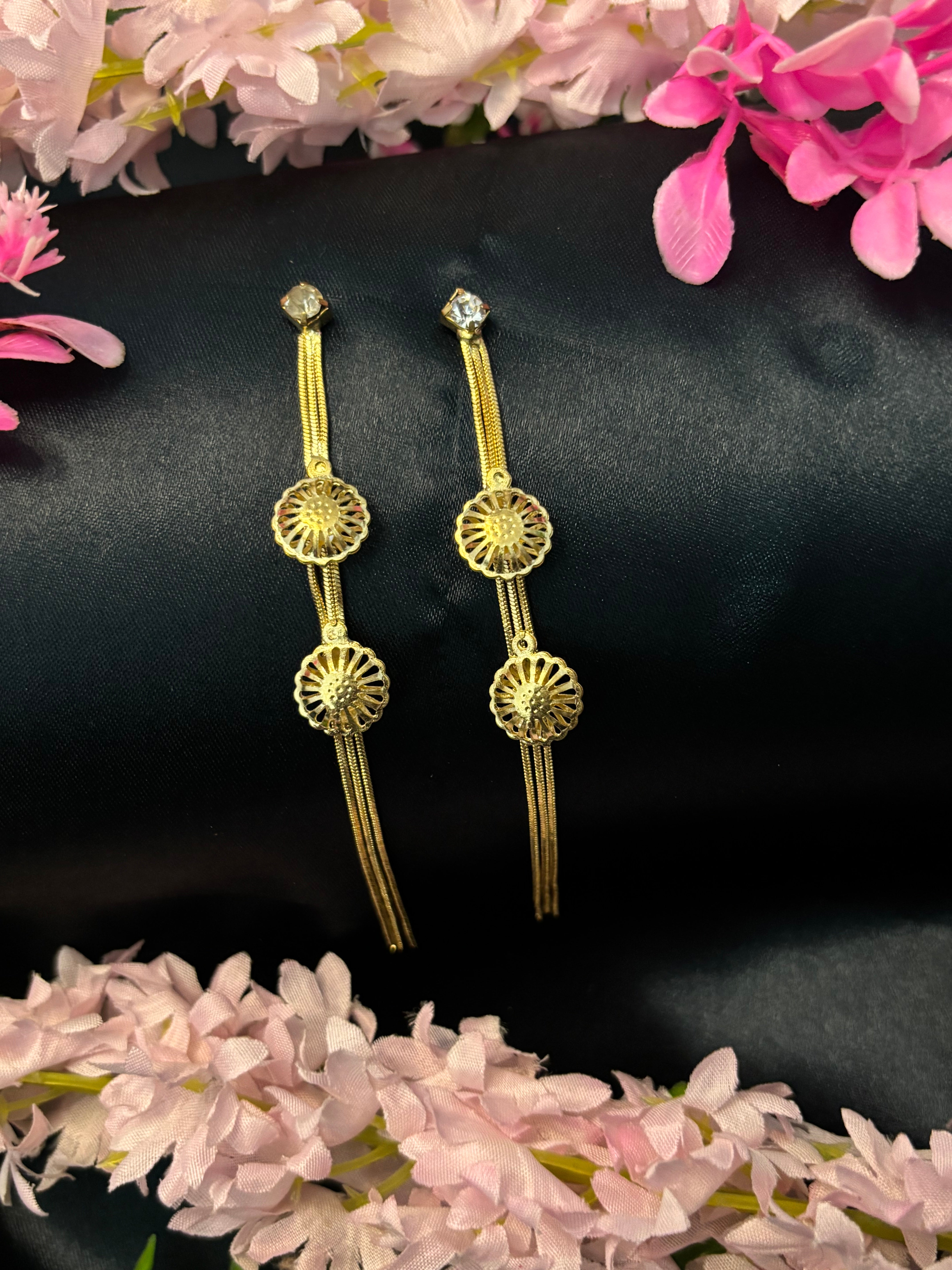 SHYAMZAN Gold Floral Drop Earrings Gold Women Jewelry Gift Minimalist Design SYZ00029