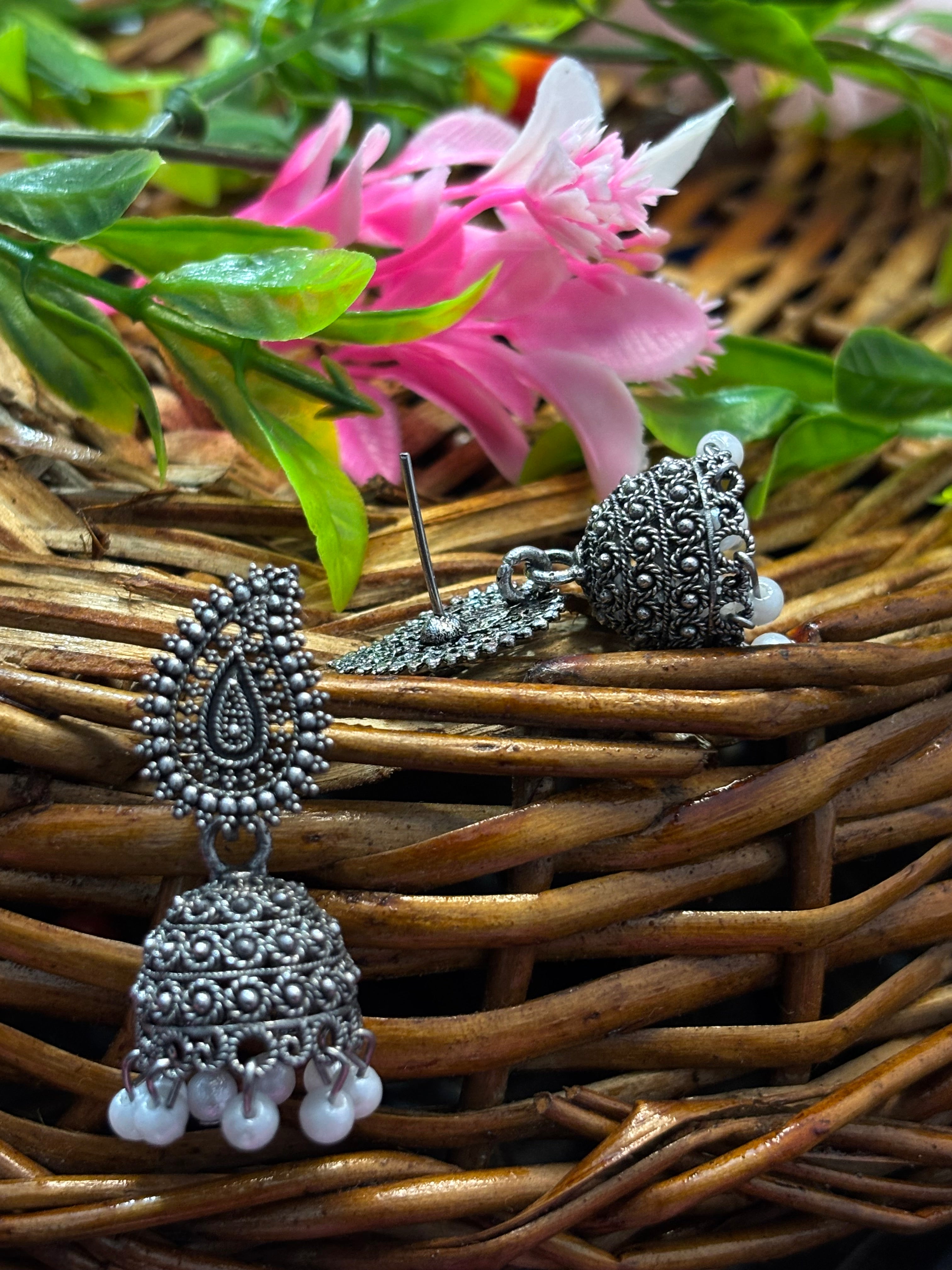 SHAMZAN Silver Peacock Jhumka Earrings with Pearls Gold Women Jewelry Gift Modern Design SYZ00042